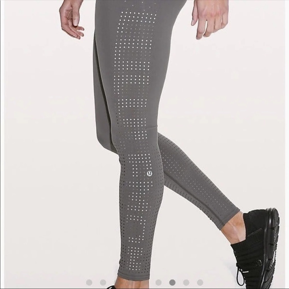 NWT lululemon soul cycle size 12 ride and reflect tight bicycle gray leggings